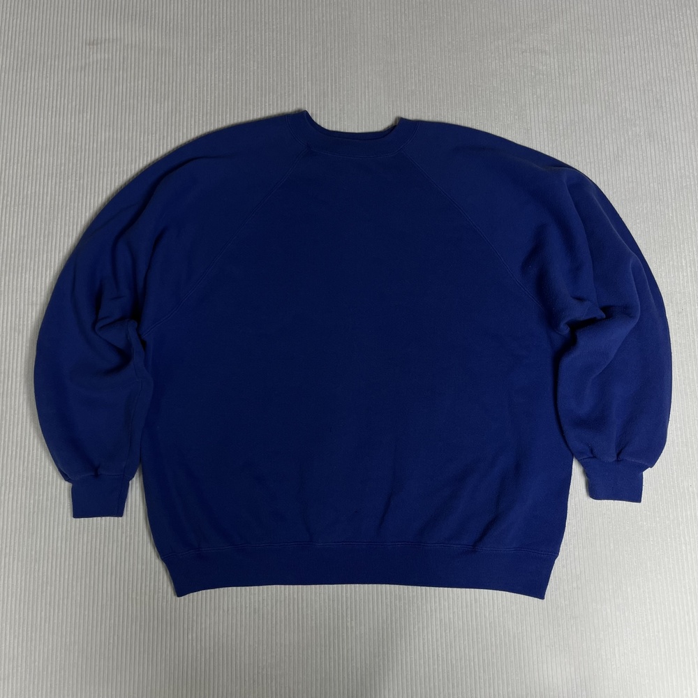 Vtg 00s Hanes Sweatshirt XL Blue Fleece Crewneck Solid Raglan Plain Pullover